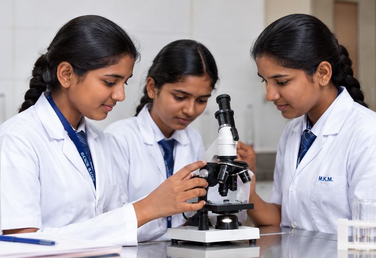 MKM students at work in the science laboratory